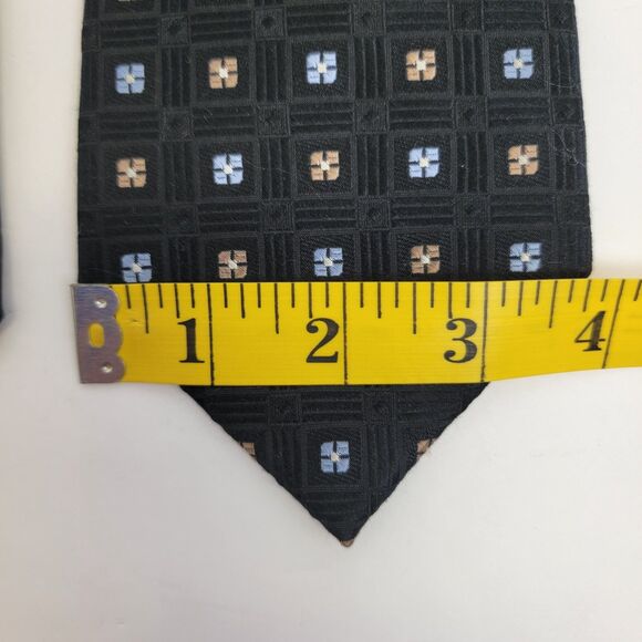 Hart Schaffner Marx Black w/Blue & Gold Embroidered Flora 100% Silk Necktie 64x4 - Picture 5 of 6